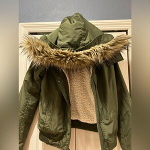 Barley used Hollister winter jacket with removable faux fur (make offer)